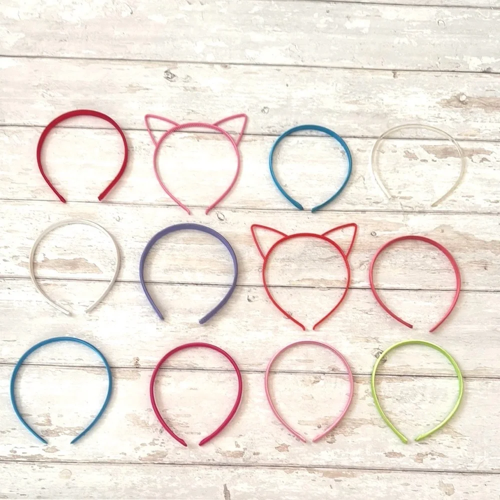 Girls Kids 16ct Headband Hair Accessories Cat Ears Pink Red Assorted Colors Lot